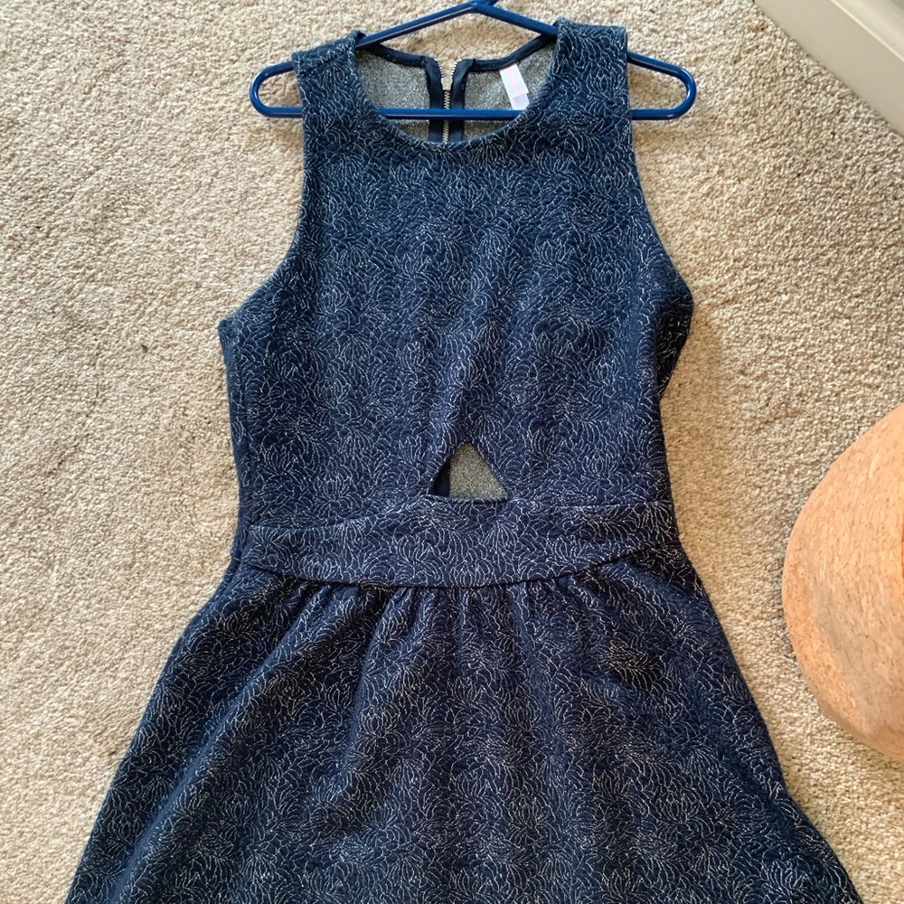 Navy blue cutout sleeveless dress